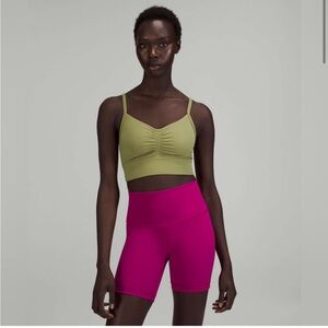 Lululemon Align Nulu Front Y Gather Yoga Bra Bronze Green BRZG Size 8